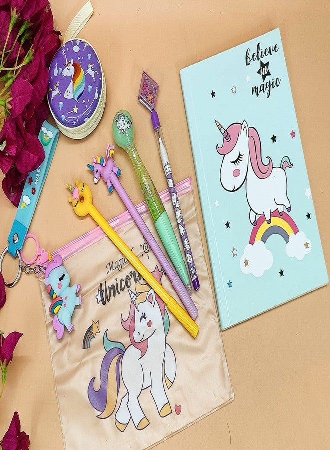 Tera13 TERA 13 Unicorn Diary For Girls (pack of 8 items) Note Book Diary For Girls Small Folder Pen Stationary, Kids Diary, Birthday Return Gifts Diary For Girls & Boys - Image 1